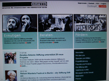 Website der Amadeu Antonio Stiftung