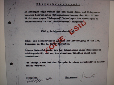 Stasi Zahngold- Übergabeprotokoll