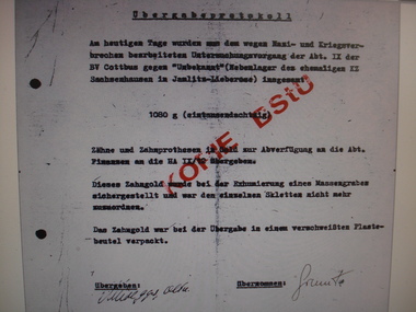 Stasi Zahngold- Übergabeprotokoll