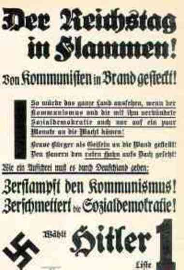 NSDAP-Flugblatt zum Reichstagsbrand 1933