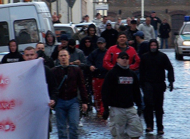 Ausschnitt rechte Demonstranten in Wurzen